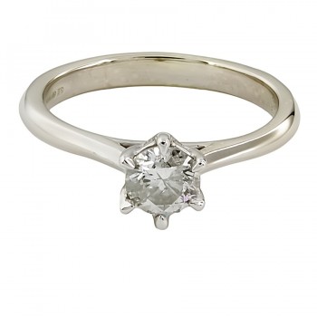 14ct White Gold Diamond 0.50cts Solitaire Ring Size L